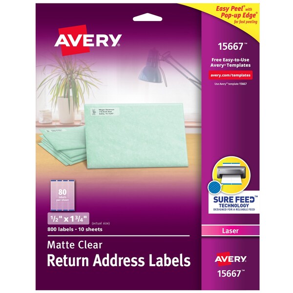 Matte Clear Return Address Labels, PK800