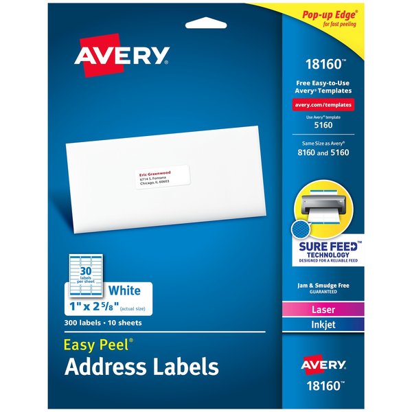 Easy Peel Address Labels, Sure Fe, PK300
