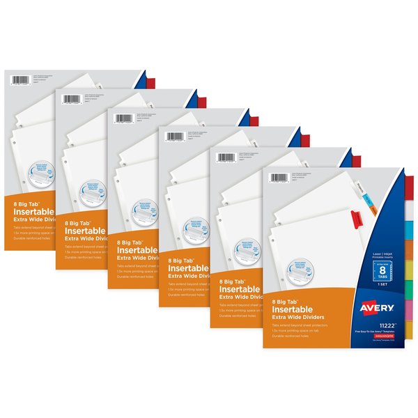 Big Tab Extra-Wide Insertable Divid, PK6