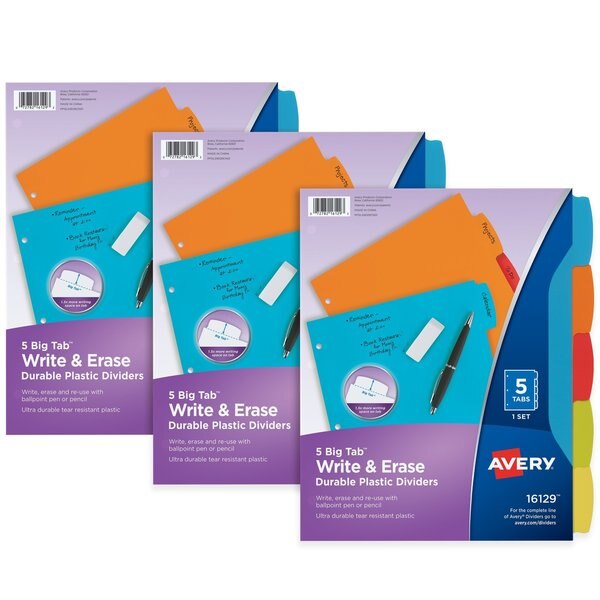 Big Tab Write and Erase Durabl Plast, PK3