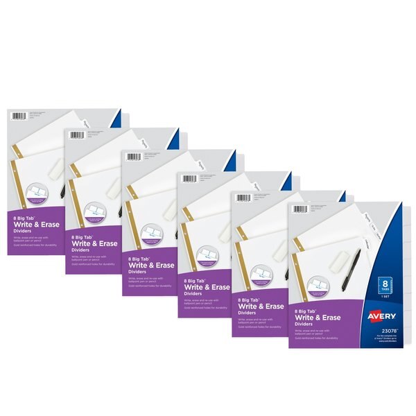Big Tab Write and Erase Paper Dividr, PK6