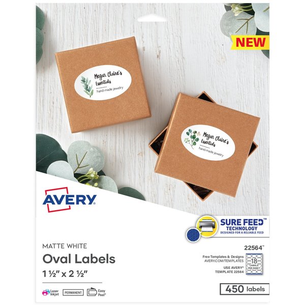 Printable Blank Oval Labels, 1.5