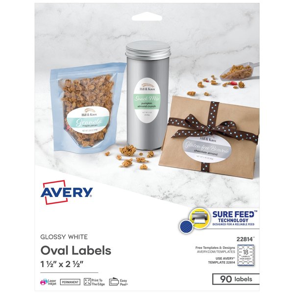 Printable Blank Oval Labels, 1.5
