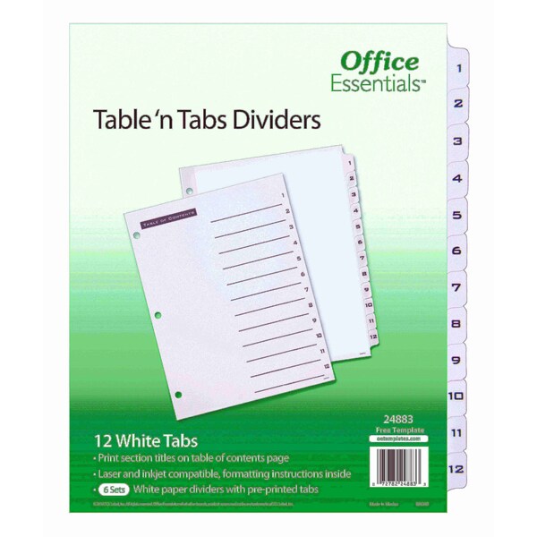 Table n Tabs Dividers, PK6