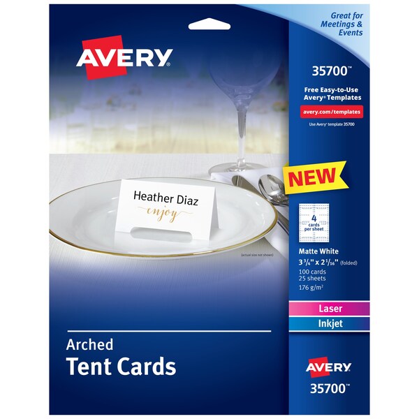 Arched Die-Cut Tent Cards, 2-1/16, PK100