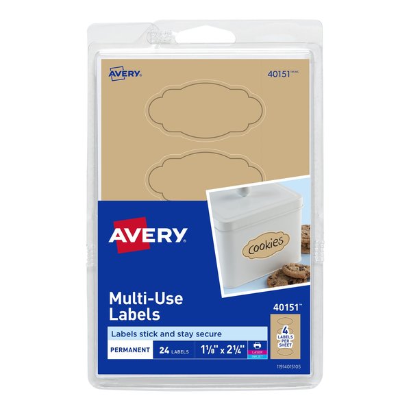 Oval Scroll Labels, Permanent Adhe, PK24