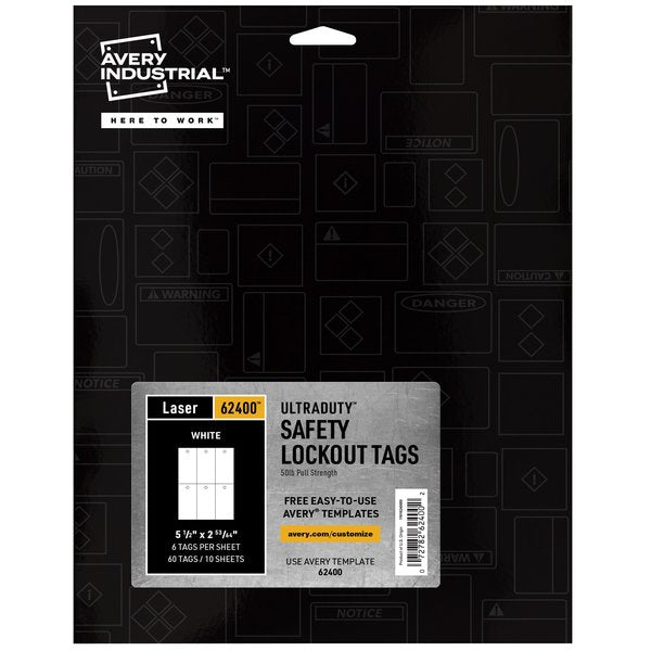 UltraDuty Printable Lock Out Tag O, PK60