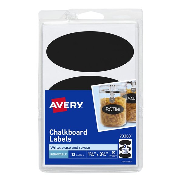 Removable Chalkboard Labels, Black, PK12