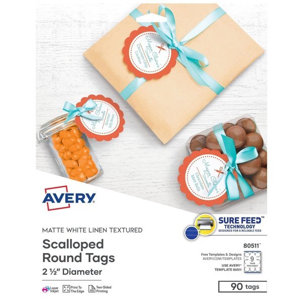 Scallop Round Tags, Textured, 2-1/, PK90