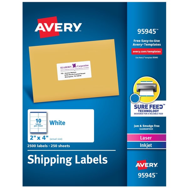 Shipping Labels, Sure Feed Techn, PK2500