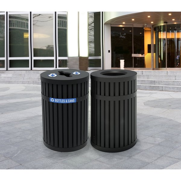 45 gal Recycling Bin, Black, Steel