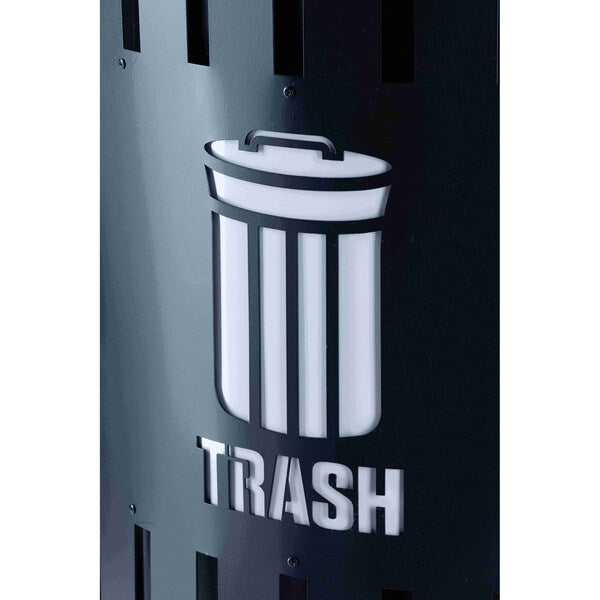 34 gal Trash Can, Black, Steel