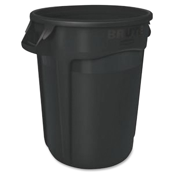 10 gal Round Trash Can, Black, 15 5/8 in Dia, None, Plastic