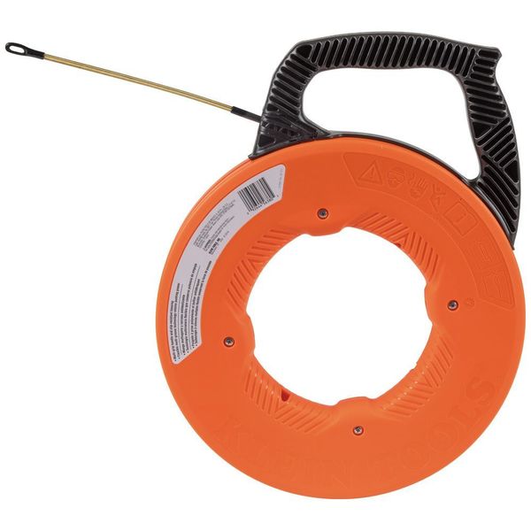 Multi-Groove Fiberglass Fish Tape with Spiral Steel Leader, 100-Foot