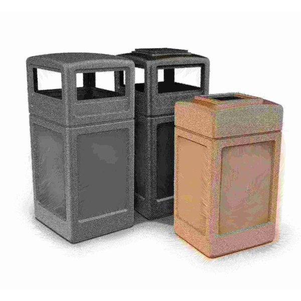 42 gal Square Trash Can, Black