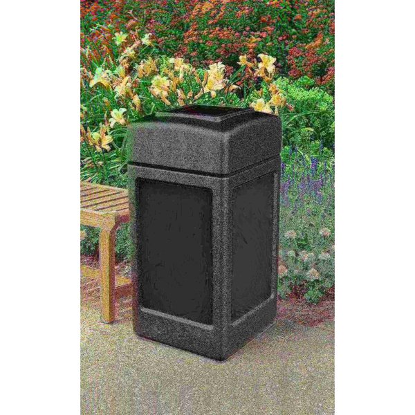 42 gal Square Trash Can, Black