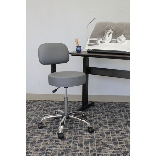 Grey Caressoft Medical Stool W/ Back Cushion