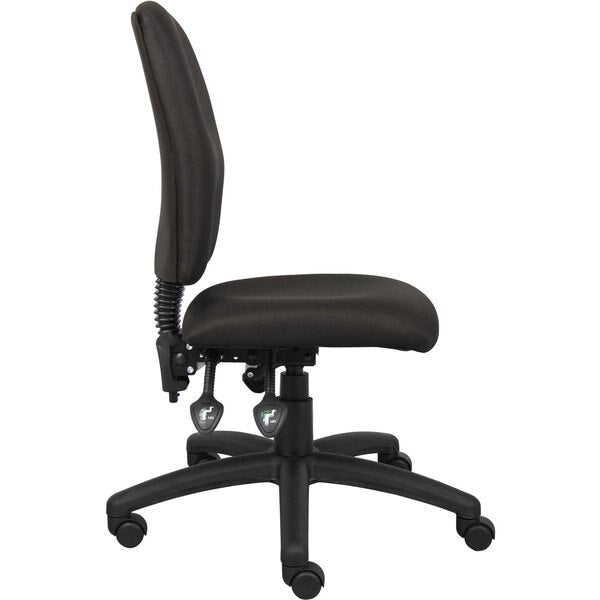 Fabric Task Chair, 21 1/2-, Armless, Black