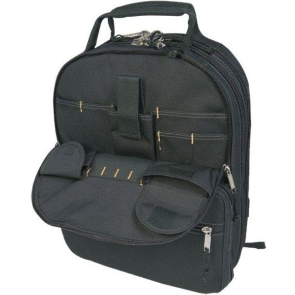 Tool Backpack, Durable Ballistic Polyester Fabric, 75 Pockets, Black