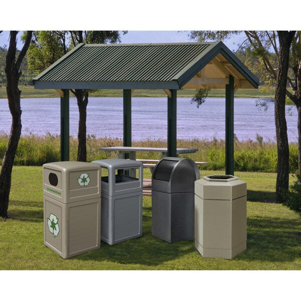 45 gal Hexagon Trash Can, Beige