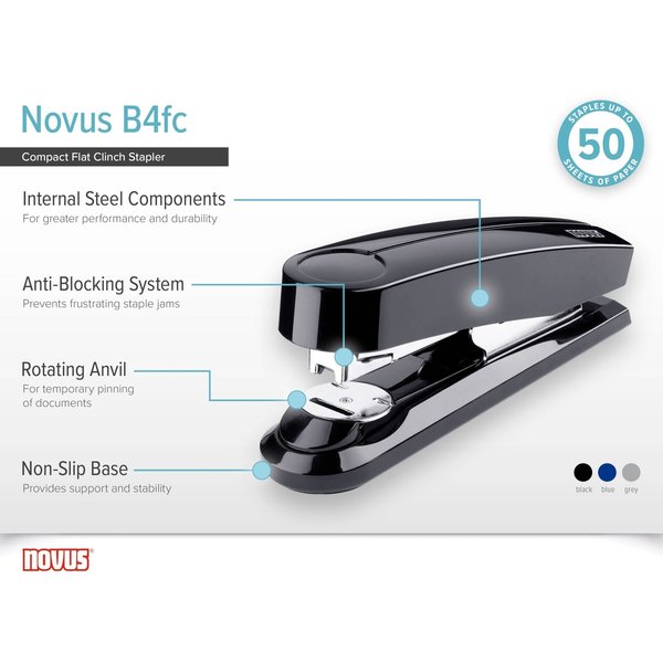 Compact Flat Clinch Stapler, B4, Blue