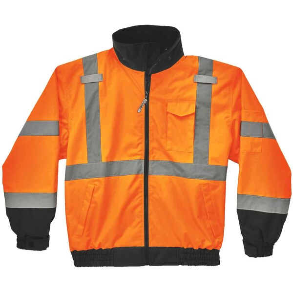 Fleece Lined Bomber Jacket, Orange, 4XL