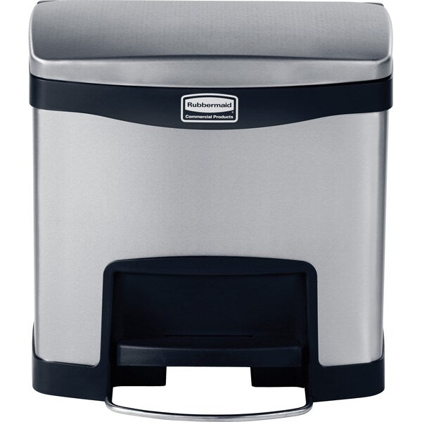 4 gal Rectangular Step Can, Black, 15 1/4 in Dia, Step-On, Stainless Steel