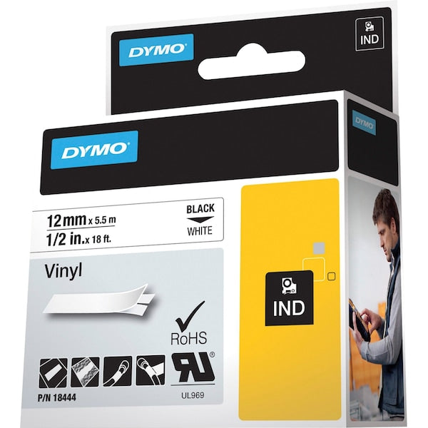 Rhinoâ¢ Label Cartridge, Black/White, 18 ft. L
