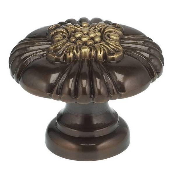 Ornate Cabinet Knob Shaded Bronze 1-3/8
