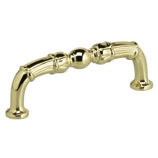 Center to Center Ornate Cabinet Pull Bright Brass 3-1/2