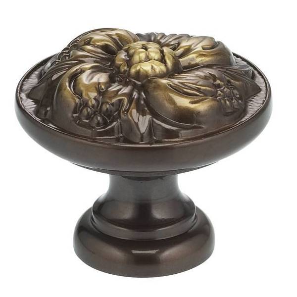 Ornate Cabinet Knob Shaded Bronze 1-3/8