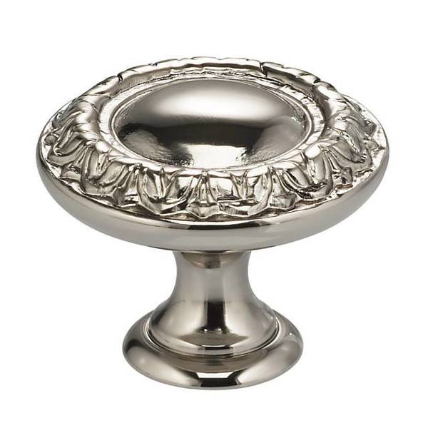 Ornate Cabinet Knob Bright Nickel 1-3/16