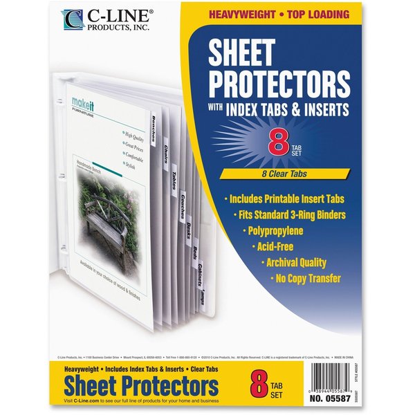 Sheet Protector Set, 8 Tab, Clear, PK8