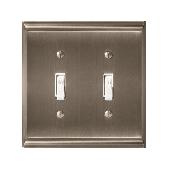 2 Toggle Wall Plates, Number of Gangs: 2 Zinc, Satin Nickel Finish