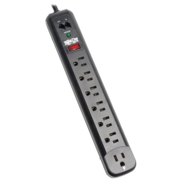 Surge, 7 Out, 6ft cord, 1080J, Modem, Black
