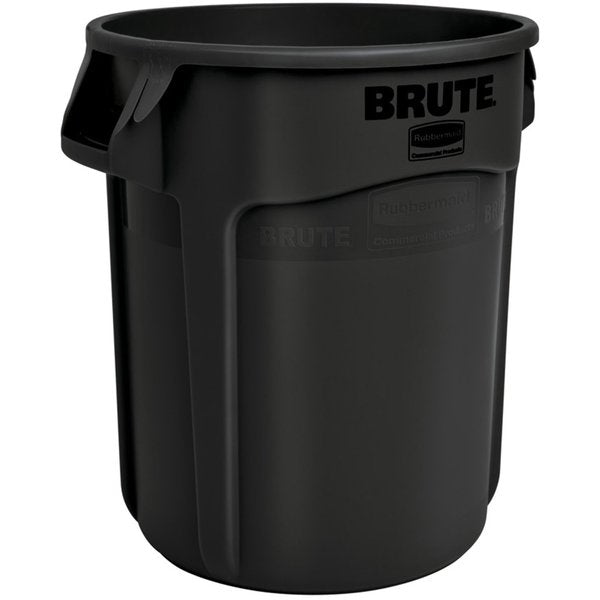 BRUTE Trash Can, Round, 55 gal Capacity, 26 1/2 in W, 33 in H, Black