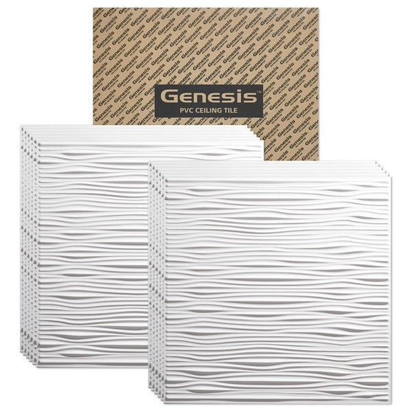 Drifts Ceiling Tile, 24 in W x 24 in L, 12 PK