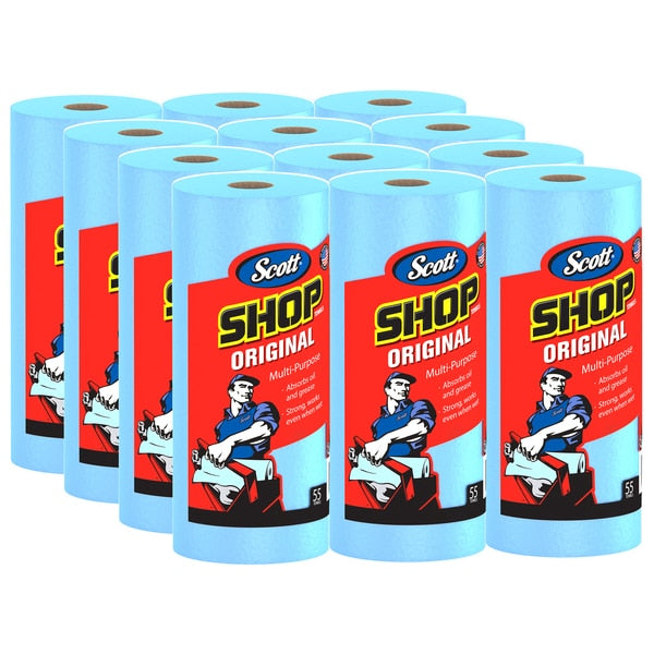 Shop Paper Towel Roll, 11 in x 10.4 in Sheet, 55 Sheets/Roll, Multi-Purpose, Blue, 12 Pack