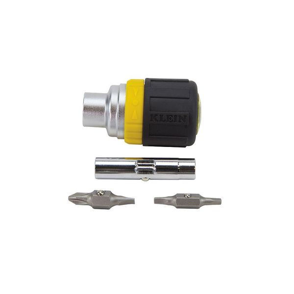 Multi-Bit Ratcheting Screwdriver, 6-in-1, Stubby, Ph, Sl, Sq, Nut Bits