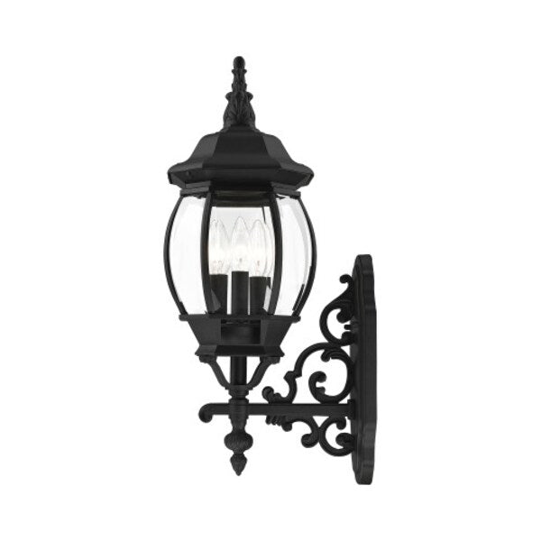 Textured BlackOutdoorWall Lantern, 3 Ligh