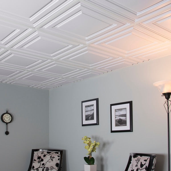 Icon Relief Ceiling Tile, 24 in W x 24 in L, 12 PK