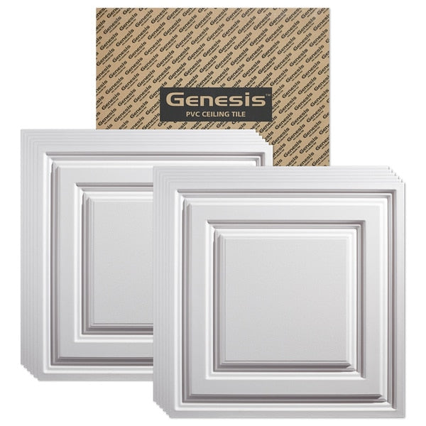 Icon Relief Ceiling Tile, 24 in W x 24 in L, 12 PK