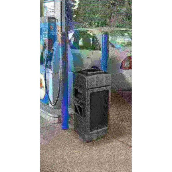 45 gal Square Trash Can, Black, 18 1/2 in Dia, Plastic