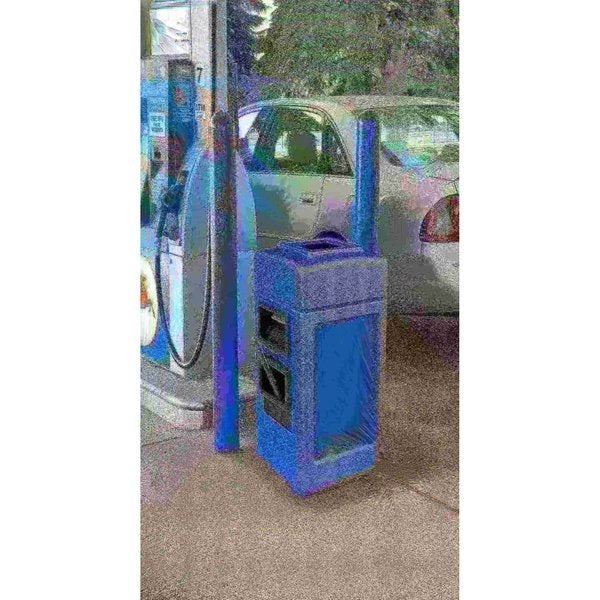 45 gal Square Trash Can, Blue, 18 1/2 in Dia, Plastic