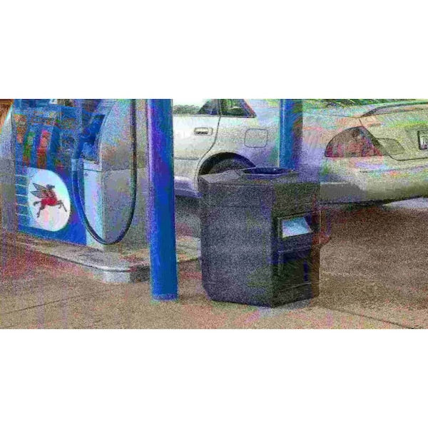 35 gal Hexagon Trash Can, Black, 25 in Dia, Plastic