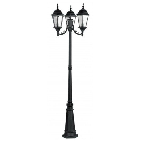Textured Black Outdoor Post Light, 3 Ligh