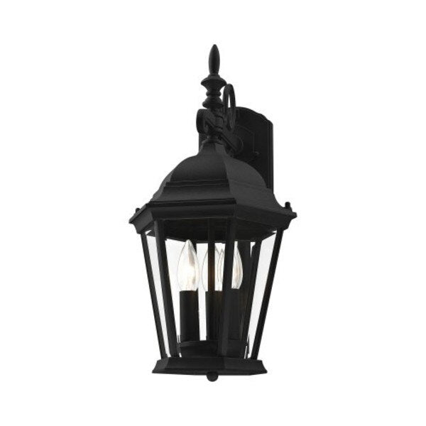 Textured Black Outdoor Wall Lantern, 3 Li