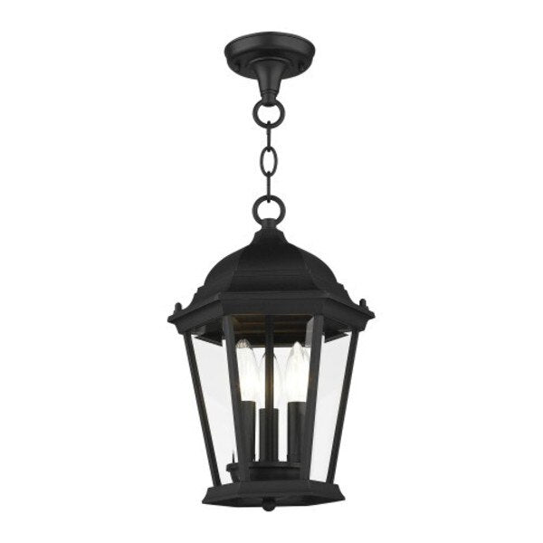 Textured Black Outdoor Pendant Lantern, 3