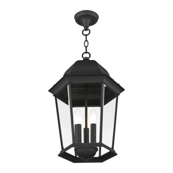 Textured Black Outdoor Pendant Lantern, 3