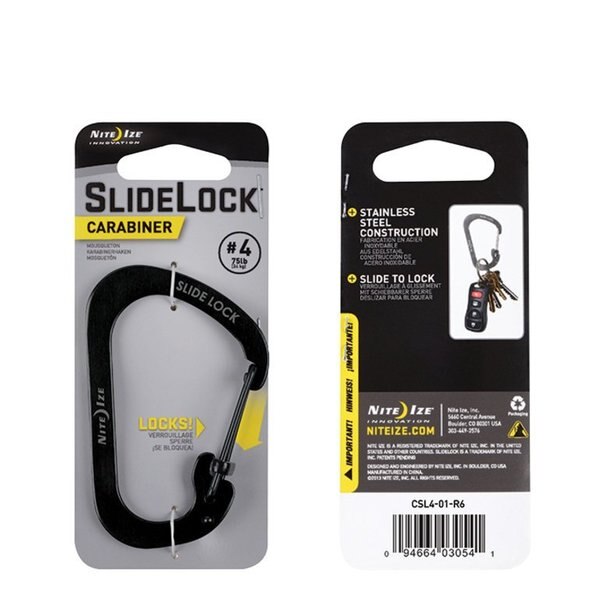 Locking Carabiner Clip, Black, 2 in.